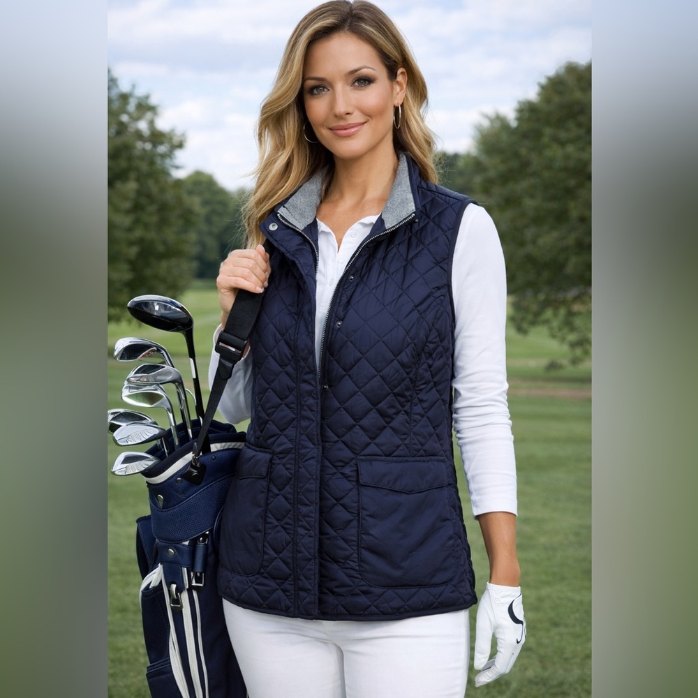 Peter Millar Women's Addison Large Blue Quilted lightweight Travel Vest